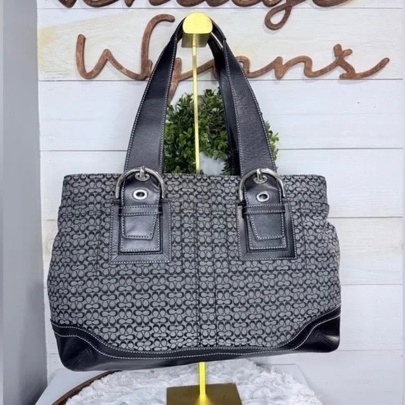 Coach SoHo Signature Micro C Black and Gray Satchel Tote - Picture 3 of 14